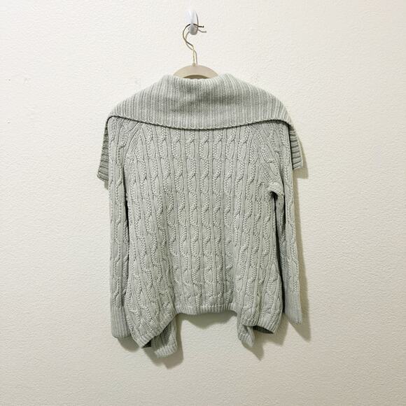 [St. John] Mint Green Open Front Chunky Cable Knit Cardigan Sweater Sz Petite P - Picture 2 of 9